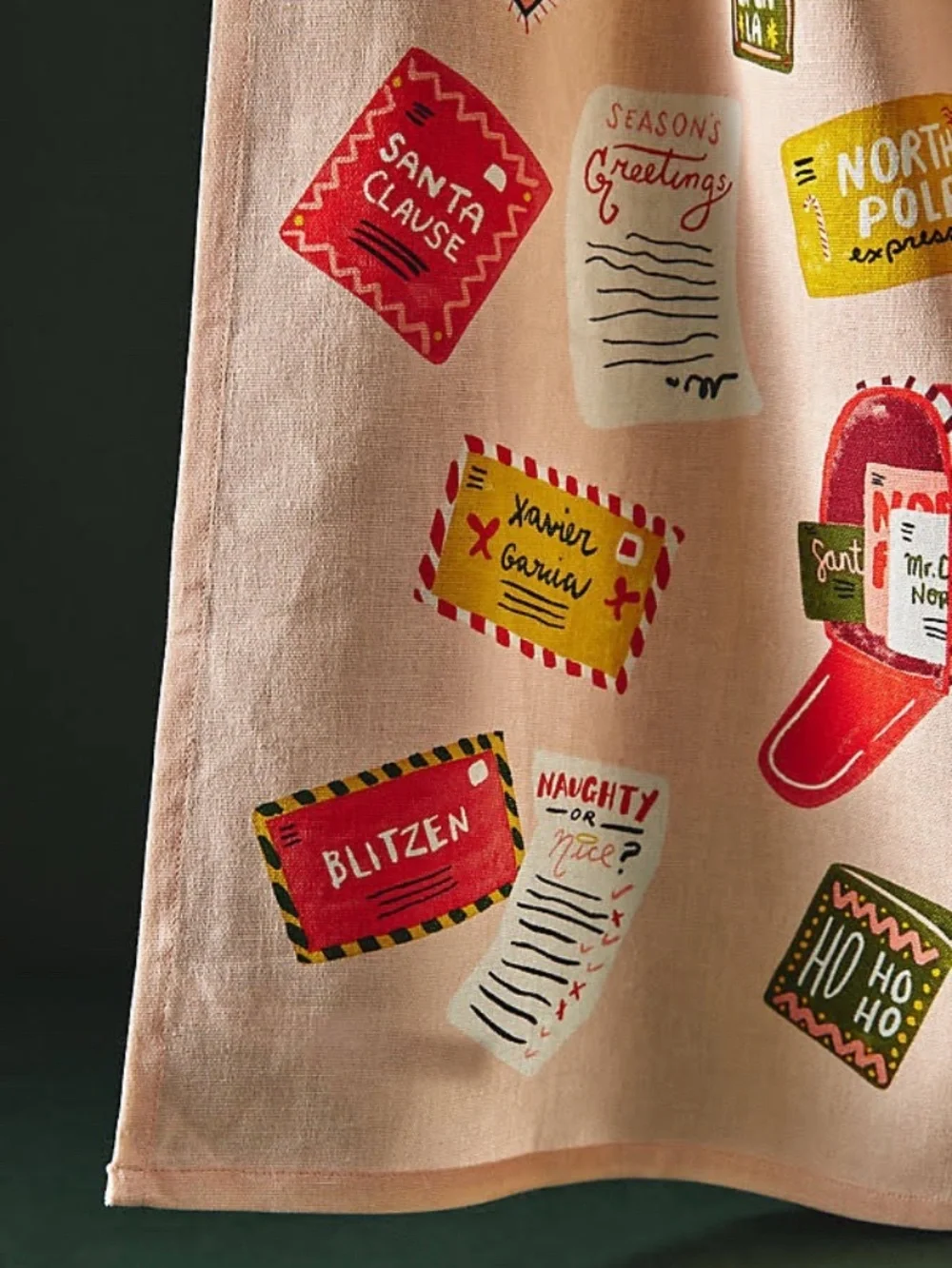 NWT Anthropologie Letters to Santa Christmas Dish Tea Kitchen Towel